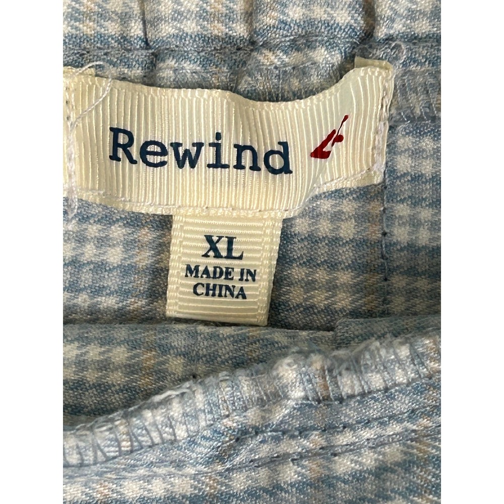 Rewind Light Blue White Plaid Pleated Mini Skirt Preppy Schoolgirl XL - Picture 3 of 7